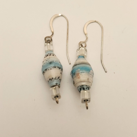 Recycled paper beaded earrings - Picture 3 of 3